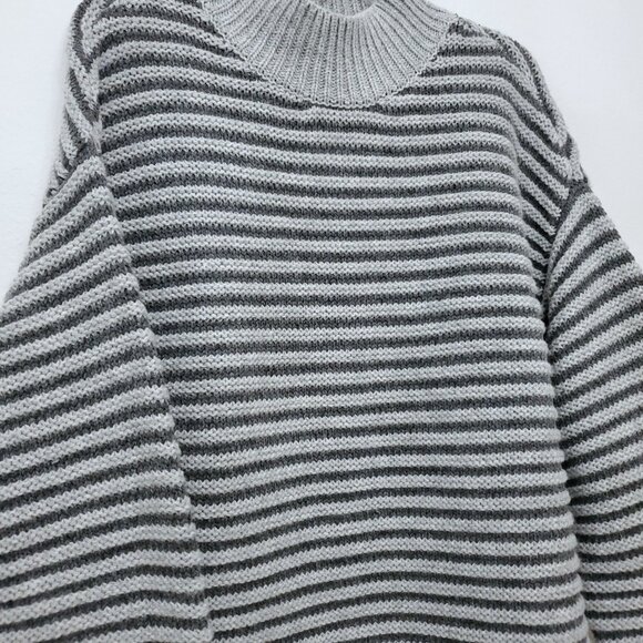 Haven Well Within Mock Turtleneck Ottoman Stitch Wool Blend Pullover Sweater L - Picture 5 of 12